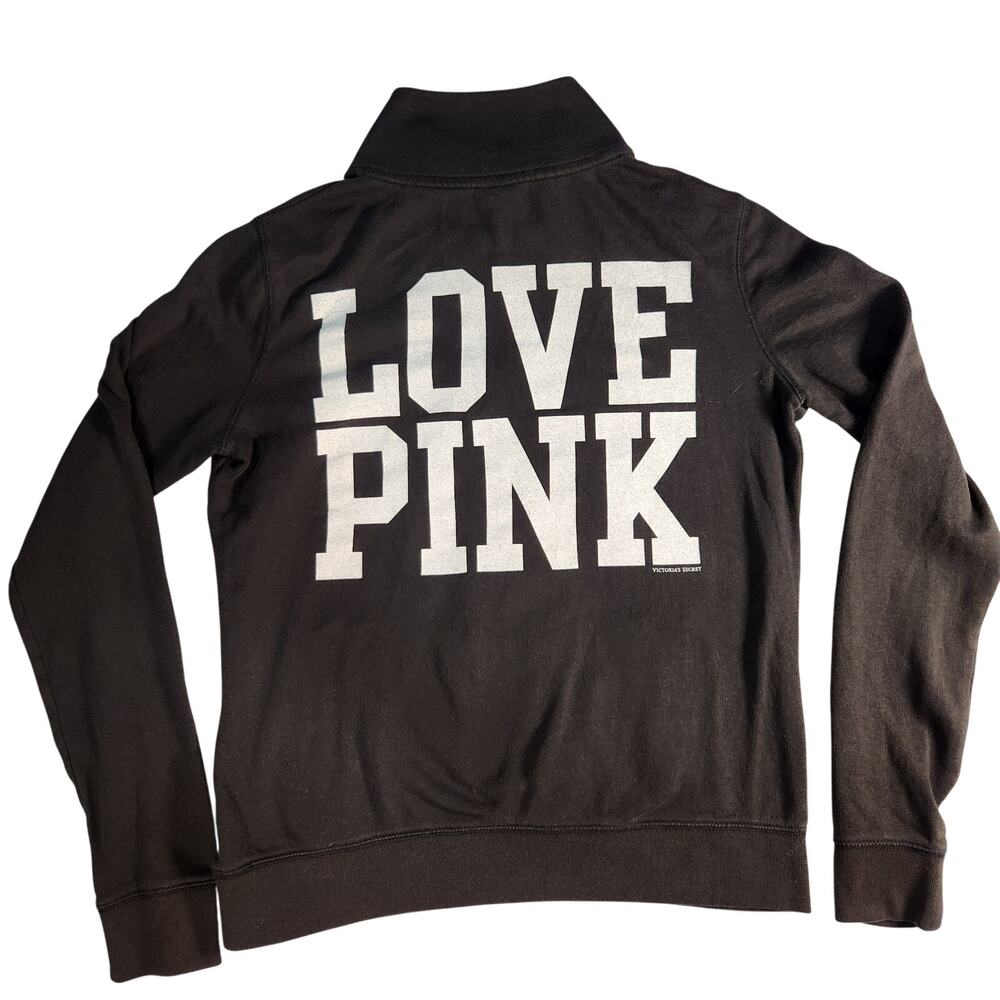 Victoria's Secret PINK Black and White Half Zip Pullover Sweatshirt Size Small